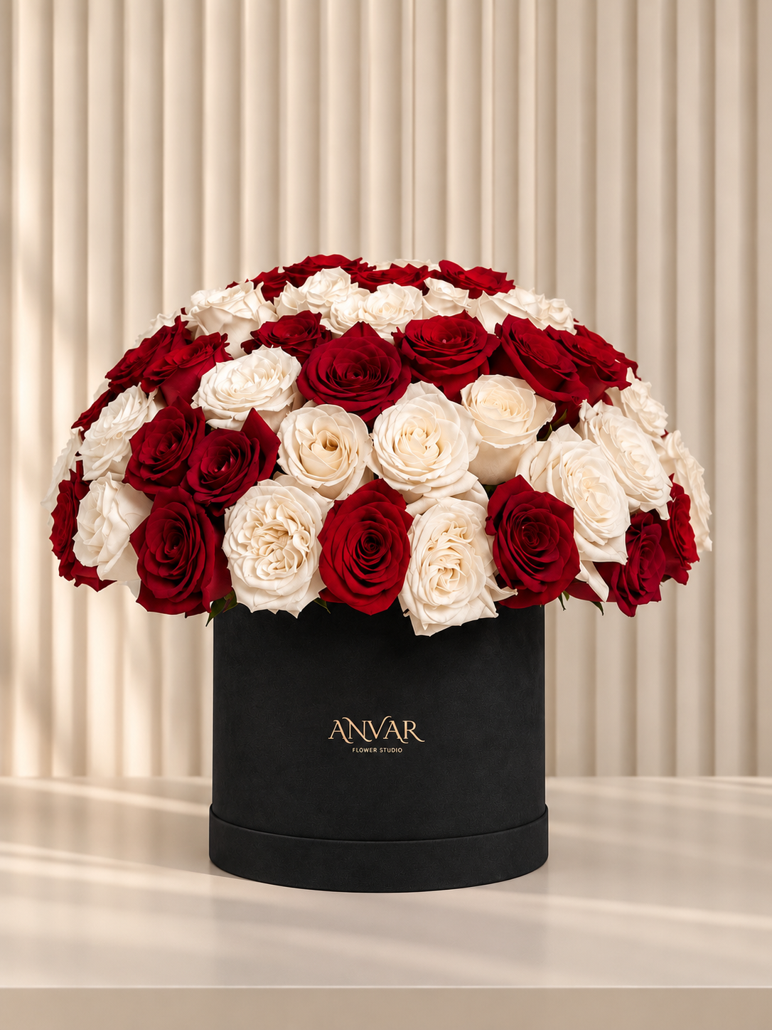 Crimson & Ivory — 81 Roses in a Signature Box