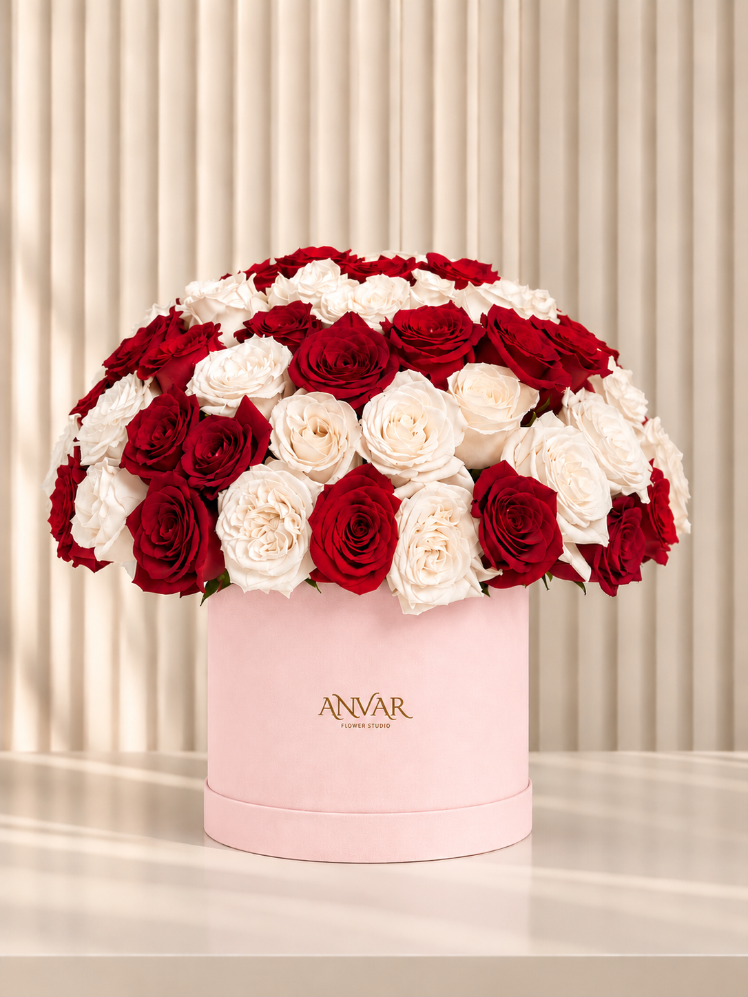 Crimson & Ivory — 81 Roses in a Signature Box