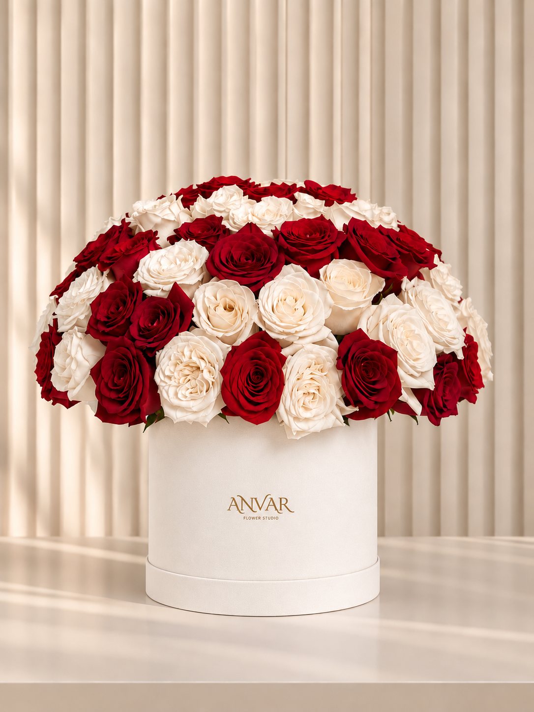 Crimson & Ivory — 81 Roses in a Signature Box